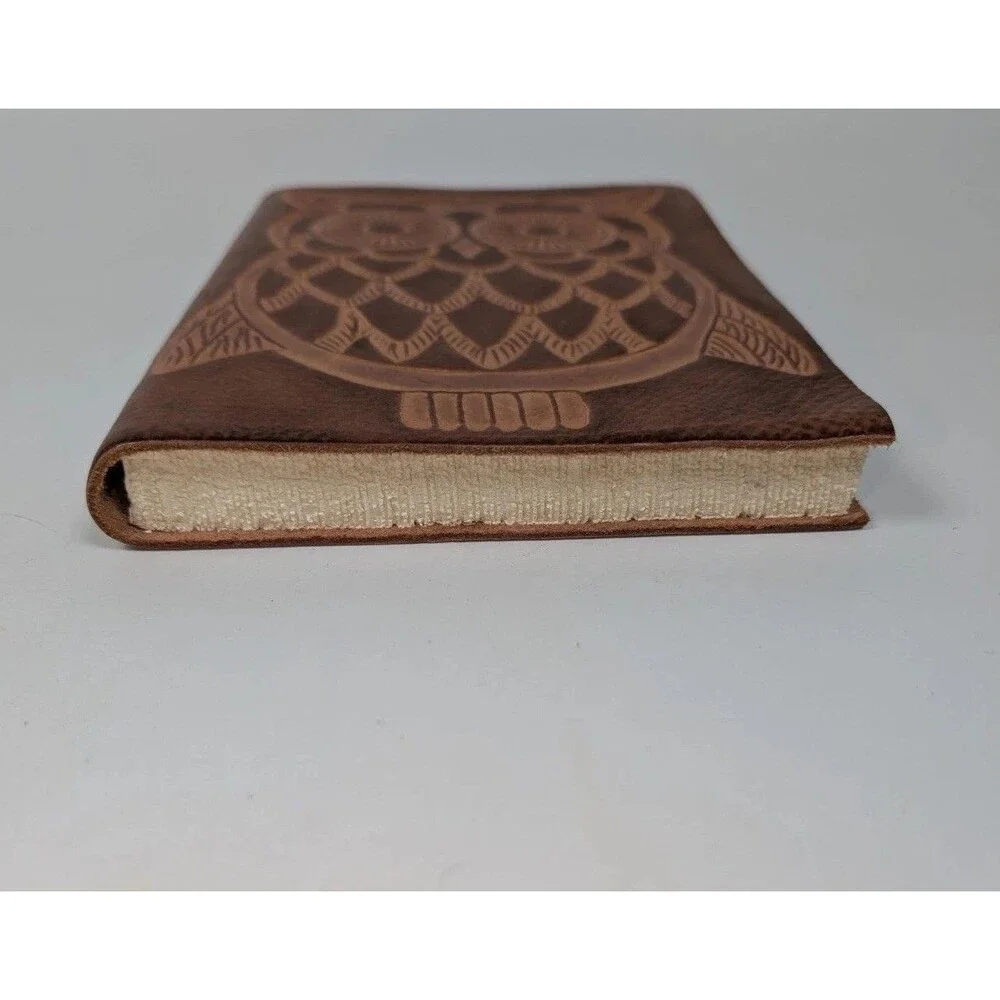 Barnes & Noble Italian Leather Owl Journal Notebook Made in Italy Embossed Cover